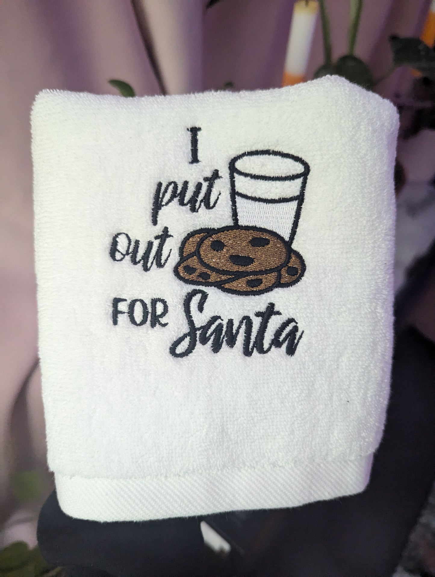 "I Put Out For Santa" Embroidered Hand Towel