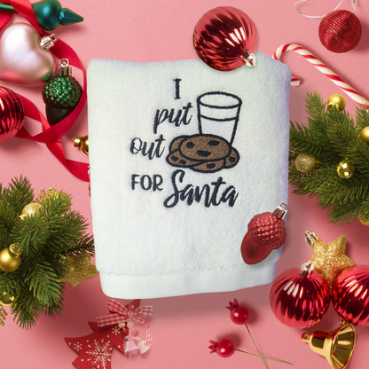 "I Put Out For Santa" Embroidered Hand Towel