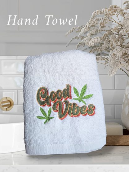 Good Vibes Embroidered Hand Towel