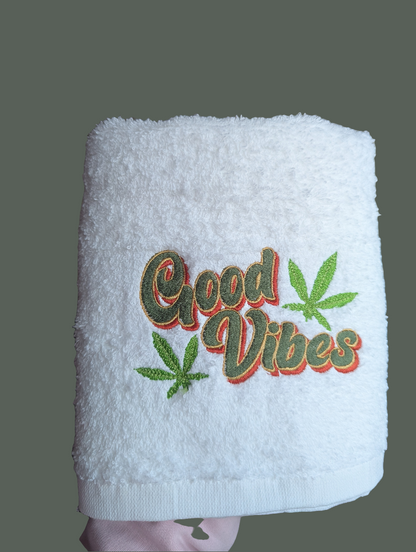 Good Vibes Embroidered Hand Towel